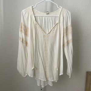 White and cream boho amuse society blouse